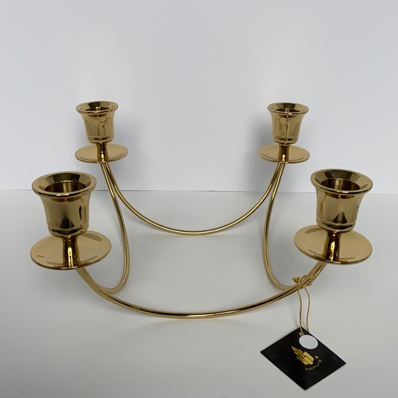 Brass Partylite Quartet Candlestick Holder Holiday Home Decor Centerpiece
